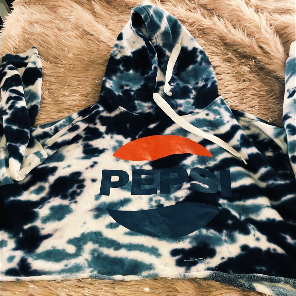 Blue tie dye Pepsi sweatshirt